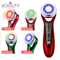 Ultrasonic Electric EMS Face Lifting Heating LED Photon Mesotherapy Anti Aging Skin Rejuvenation Device Spa Facial Massager