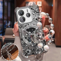 เคสสำหรับ Redmi Note 14 4G และ Note 14 5G ลายผีเสื้อ ประดับด้วยเพชร ที่ยึดกันกระแทก