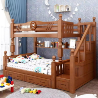 可分體床 雙層床 上下床 木床 兩層全實木高低床 床（送床墊.書架.抽屜.）