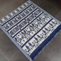 Kain tenun ikat blanket etnik putih viola ( premium )