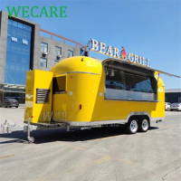 WECARE Carrito De Comida Movil Car Airstream Food Truck Trailer Carros De Helado Mobile Ice Cream Cart with Freezer Refrigerator
