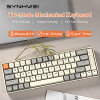 Wireless Mechanical Keyboard Hot Swappable Bluetooth 5.0 Gaming Keyboard RGB Light 65/69Keys for PC Laptop Detachable Wired