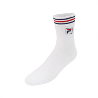 Fila 襪子 Crew Socks 男女款 白 藍紅線 基本款 單雙入 台灣製 長襪 中筒襪 SCU7003WT