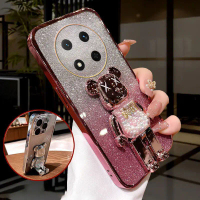 เคส Honor X9C 5G, ดีไซน์การ์ตูนไดโนเสาร์ 3D, ขาตั้งหรูหรา, บางและแวววาว, ชุบไล่โทนสี, เคสโทรศัพท์, ฝ