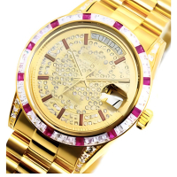 ROSDENTON 勞斯丹頓 公司貨 絕頂雅仕滿天星晶鑽機械錶-金x紅寶石-男錶(97628MGJ1-A4)35mm