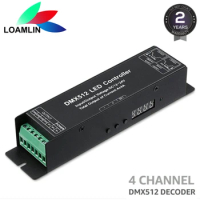 DMX512 4CH LED Controller Decoder Driver 4 Channel x 4A for RGB RGBW LED Strip Light DC12-24V