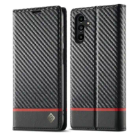 50pcs/lot For Galaxy A35 5G A15 5G A14 A24 Stand Carbon Fiber Business Wallet Leather Case For Samsung Galaxy A04S A54 A34