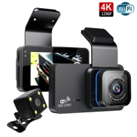 Dash Cam Front and Rear Dual Lens 4K&amp;1296P Recording Car Camera DVR Built-In WiFi G-Sensor Night Vision Loop Recorder Dashcam