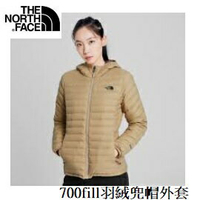 [ THE NORTH FACE ] 女 700fill羽絨兜帽外套 卡其 / NF0A4NFCH7E