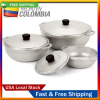 3Pieces Colombian Cast Aluminum Caldero or Dutch Oven Set with Lid