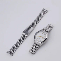 Rolamy 18mm Watch Band For Seiko 5 SNKL41 SNKL43 SNKL45 SNKL47 Silver Gold Hollow CurvedEnd Solid Sc