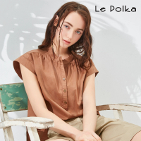 【Le Polka】法式落肩立領上衣-女