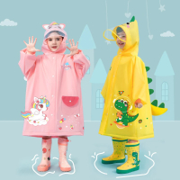 立體卡通造型兒童雨衣 延伸透明防雨大帽簷(粉色獨角獸/黃色恐龍)