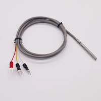 -50~100'C 5*50mm waterproof PT100 probe thermal resistance temperature sensor PT100 sensor with Shielded wire cable