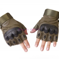 By DHL 100pair Outdoor Tactics Military Shell Rubber Gloves Paintball Shooting Airsoft Combat Anti-Skid Half Finger Gloves