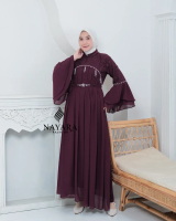 Zoya Dress Gamis Ceruty Baby Doll Premium Full Furing Mix Brukat Sapto Aplikasi Payet Mutiara Gamis 