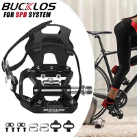BUCKLOS Mixed Pedals Mtb for SPD Indoor Exercise Bicycle Pedal with Top Clip Dual Function Clipless Pedal Spin Pedals Bike Part