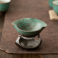 窯變綠茶漏茶濾組創意茶隔復古個性茶葉過濾器茶水分離器陶瓷一體