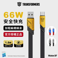 變形金剛 USB-A轉Type-C 編織鋅合金快速充電線 大黃蜂黃 1.5公尺