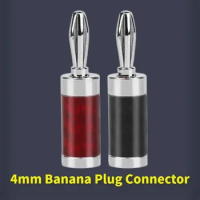 4mm Banana Plug Audio Connector Male Jack Speaker Terminal With Screw Rhodium Plated Carbon Fiber Shell For Amplifier Mixer