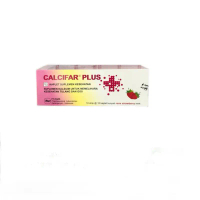 Calcifar Plus Box 100's - Tablet Kunyah Rasa Strawberry Suplemen Kalsium & Vitamin D3 untuk Tulang &