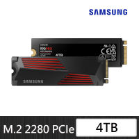【SAMSUNG 三星】990 PRO 4TB M.2 2280 PCIe 4.0 ssd固態硬碟 MZ-V9P4T0CW *含散熱片 讀7450M/寫6900M