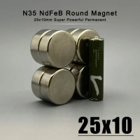 1/2/3/5/10Pcs 25x10mm Neodymium Magnet 25mm x 10mm N35 NdFeB Round Super Powerful Strong Permanent Magnetic imanes Disc