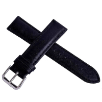 進口高級牛皮素面壓紋通用型錶帶(黑色)