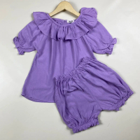 Set Dahlia Rayon Warna Lilac Anak Baju