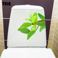 YOJA 22.8*21.7CM Plant Water Drops Green Leaves Fresh Toilet Seat Stickers Home Room Wall Decor T1-0876