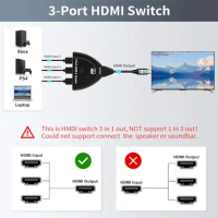 8K 60Hz HDMI 2.1 Switch Splitter 3X1 HDMI Switch 4K 120Hz 3 Port HDMI 3 in 1 out Switcher 48Gbps for PS4/5 TV Monitor Projector