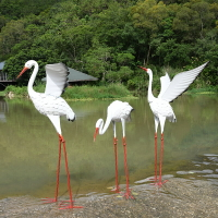 戶外不銹鋼動物鐵藝仙鶴雕塑白鷺花園假山水池庭院景觀丹頂鶴擺件
