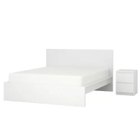 MALM 臥室家具 2件組, 雙人床框, 白色