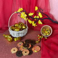 IMPODIO Hiasan Imlek Uang Kuno China Emas - Uang Koin Yuanbao Dekorasi Foto