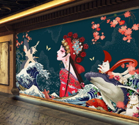 創意臉譜京劇花旦壁畫式餐飯壁紙國裝飾壁佈