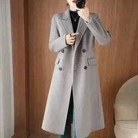 MND Blazer Wanita Korea / Long Coat Wanita Kekinian Korean Style / Bahan Fleece Brown XXXL Abu-abu