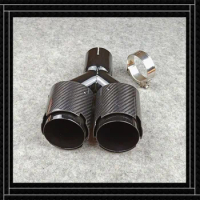 1 Piece Real Carbon fiber+Stainless Steel For Akrapovic Exhaust Pipes Muffler tip Car Universal Glossy Grilled Black Nozzles