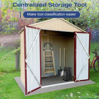 6' × 4' Metal Outdoor Storage Shed with Door &amp; Lock, Waterproof Garde Storage Tool Shed with Base Frame for Backyard Patio,Beige