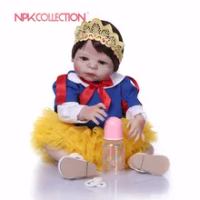 NPK 57 Cm Snow White Full Body Silikon Gadis Reborn Bayi Mainan Boneka Putri Bayi Boneka Wig Rambut Hadiah Ulang Tahun hadiah Natal