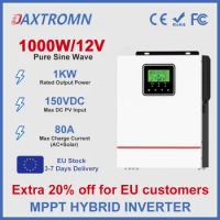 Daxtromn 1KW 1000W Hybrid function Solar Inverter 12V 220V Pure Sine Wave off-grid inverter MPPT 80A Solar Charge Controller