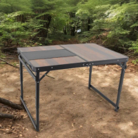 【LIFECODE】黑電木加寬鋁合金BBQ燒烤桌/折疊桌120*80cm(附背袋)