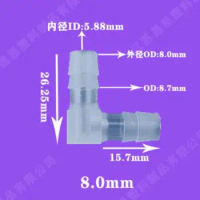 8mm agoda type hose joint 90 Degree coupling union elbow right-angle connector barb fitting L hose barb coupler