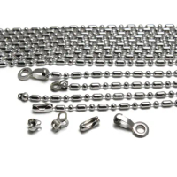 1.5 2 2.4 3.2mm Ball Bead Necklace Chain Keychain Stainless Steel Ball Bead Chains Bulk &amp; Connector Clasp for DIY Jewelry Making
