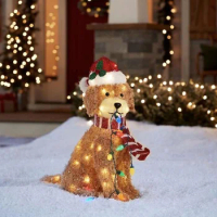 Lighted Christmas Goldendoodle Dog Outdoor Yard Decor Winter Decoration For Front Yards Outdoor Patio Lawn House Decor Ornament