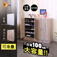 【BuyJM】台灣製低甲醛寬100公分四門鞋櫃/收納櫃(隔間櫃/玄關櫃/櫃子)