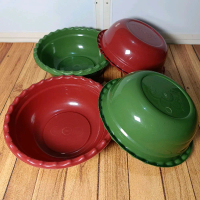 (Renda Per 12 Pcs) Waskom Plastik Model Renda  Hijau  Merah  Ukuran 14 / Baskom / Besek / Wakul / Ba