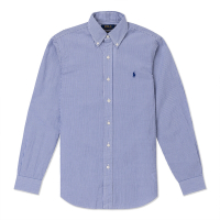 Polo Ralph Lauren RL 熱銷刺繡小馬商務長袖襯衫(CLASSIC FIT)-灰藍白直條紋色