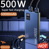 500W Super Fast Charging Power Bank 50000Amh Power Bank Compact Upgraded Portable Power Bank Suitable for Xiaomi Huawei Samsung