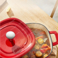 Iron Pot Household Saucepan Slow Cooker Casserole Soup Pot Thermal Cooker Induction Cooker Applicable to Gas Stove
