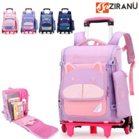 School Trolley Bag For boys Rolling backpack For girls Orthopedic kids wheeled Backpack with pen bag school backpack with Wheels
